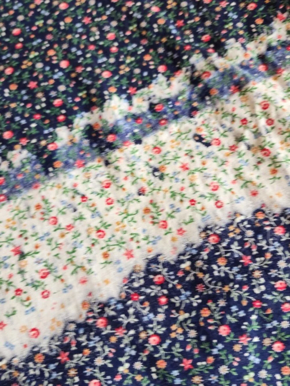 Vintage 1980s Blue Floral Calico Print Fabric, 4.5 Yards Cranston Print Works VI